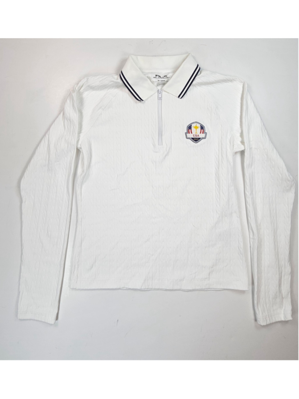 RLX Ralph Lauren USA 2025 Ryder Cup Quarter Zip Cable Golf Polo Women M